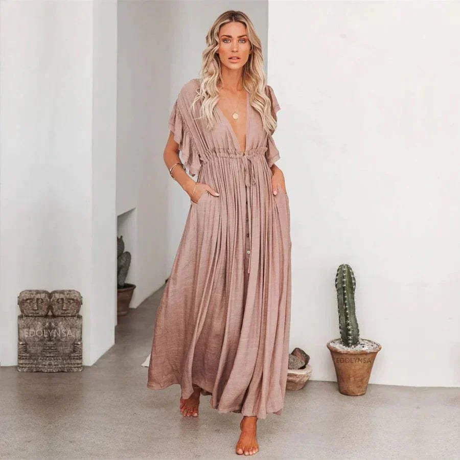 Stella™ |Maxi Taupe Ibiza Dress